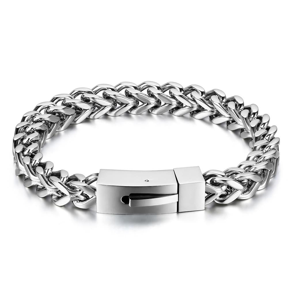 Mens 8mm Wheat Spiga Heavy Solid Franco Link No Fade Stainless Steel Bracelets