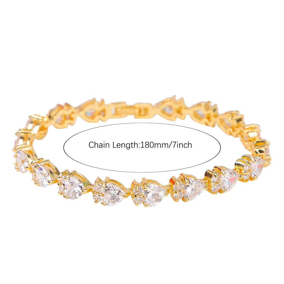 Ladies Soft Heart 24k Gold 925 Silver 8mm Double Cluster Stone Tennis Bracelets