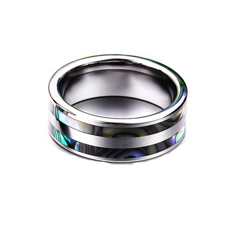 Couples Tungsten Carbide Abalone Sea Shell 8mm Lovers Rings