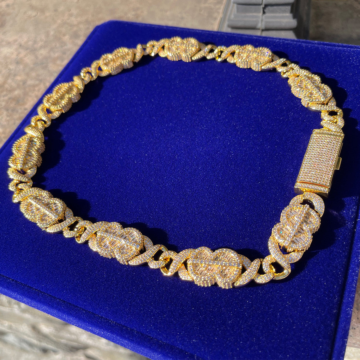 Cuban Cash Supreme | Money Dollar Sign Link Hip Hop VVS Diamond Baguette Chain