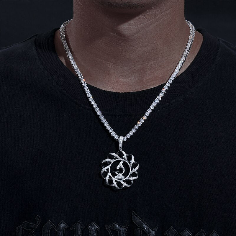 Flooded Ice VVS Lab Diamond Microscope DNA Solid Sterling Silver Hip Hop Chain Pendant