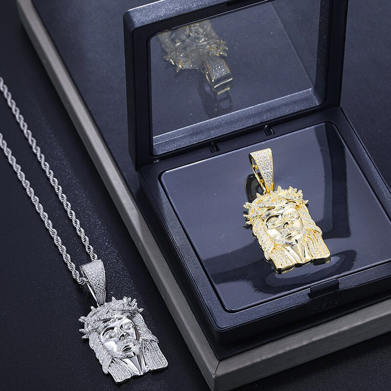 Crown Of Thorns 925 Solid Sterling Silver Genuine VVS Diamond Jesus Piece Pendant