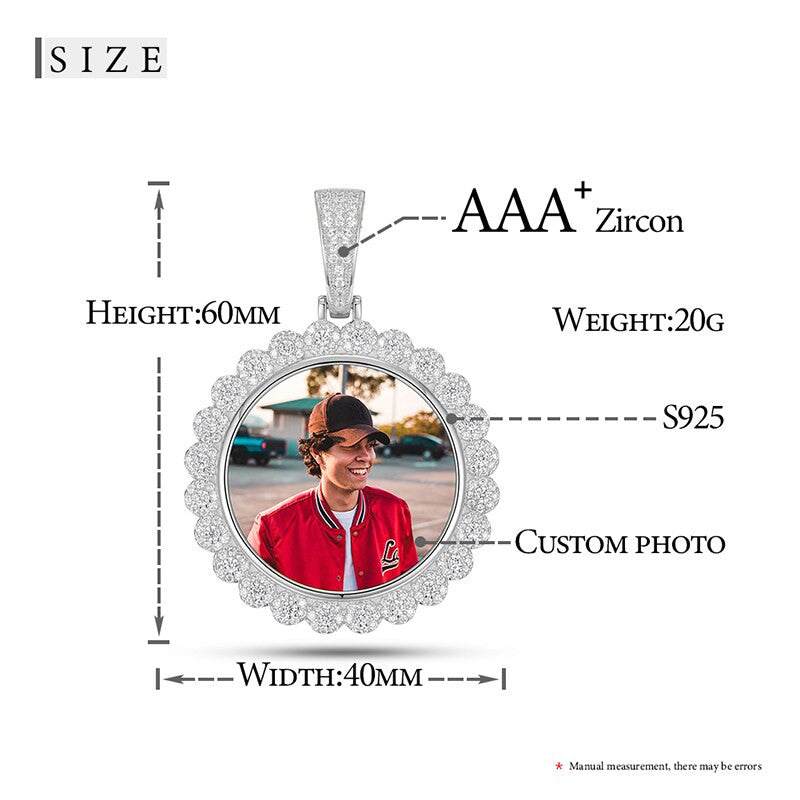 Priceless Moments | Sterling Silver Iced Blinged Out Custom Photo Memory Pendant