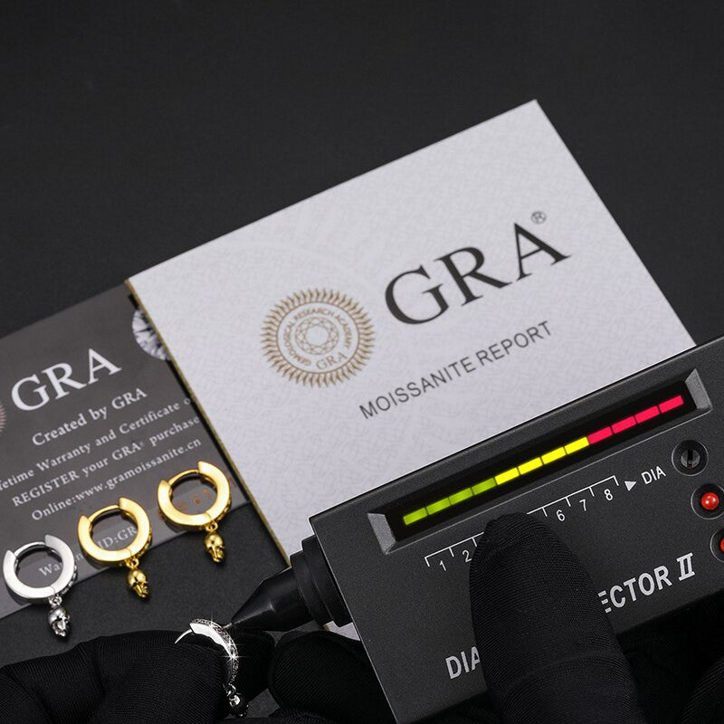 VVS Lab Diamond Huggie Skull Solid 925 Sterling Silver Hip Hop Iced Earrings