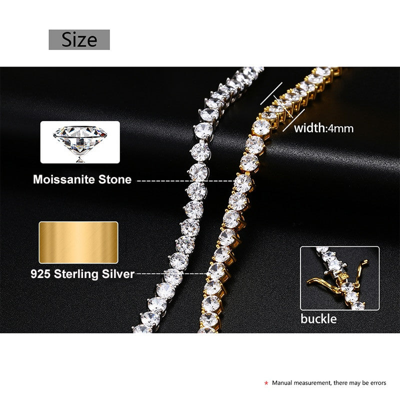 Solid .925 Lab Diamond Moissanite 3 Prong Exquisite Tennis Necklace and Bracelets