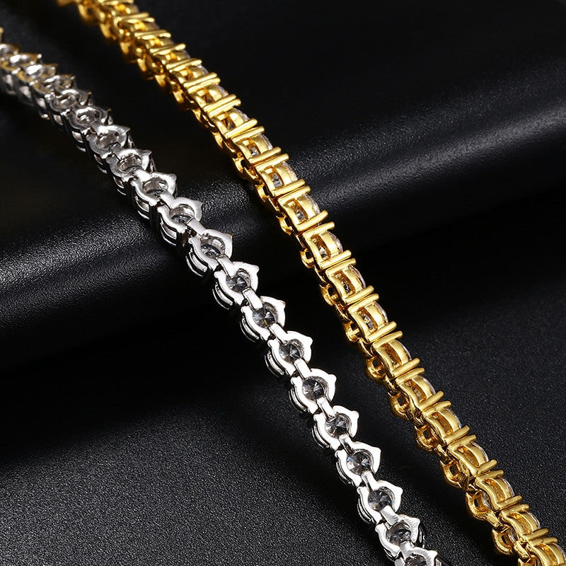 Solid .925 Lab Diamond Moissanite 3 Prong Exquisite Tennis Necklace and Bracelets