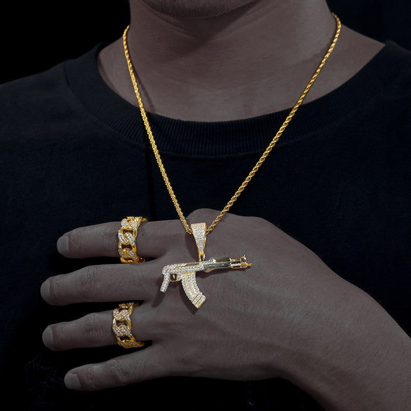 The Chopper | Mens Solid 925 Sterling Silver Submachine Gun Hip Hop Pendant