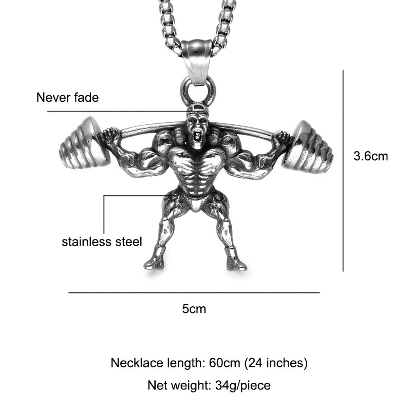 Squat Gains Dumbbell Gym Fitness Barbell Titanium Stainless Steel Pendant Chain