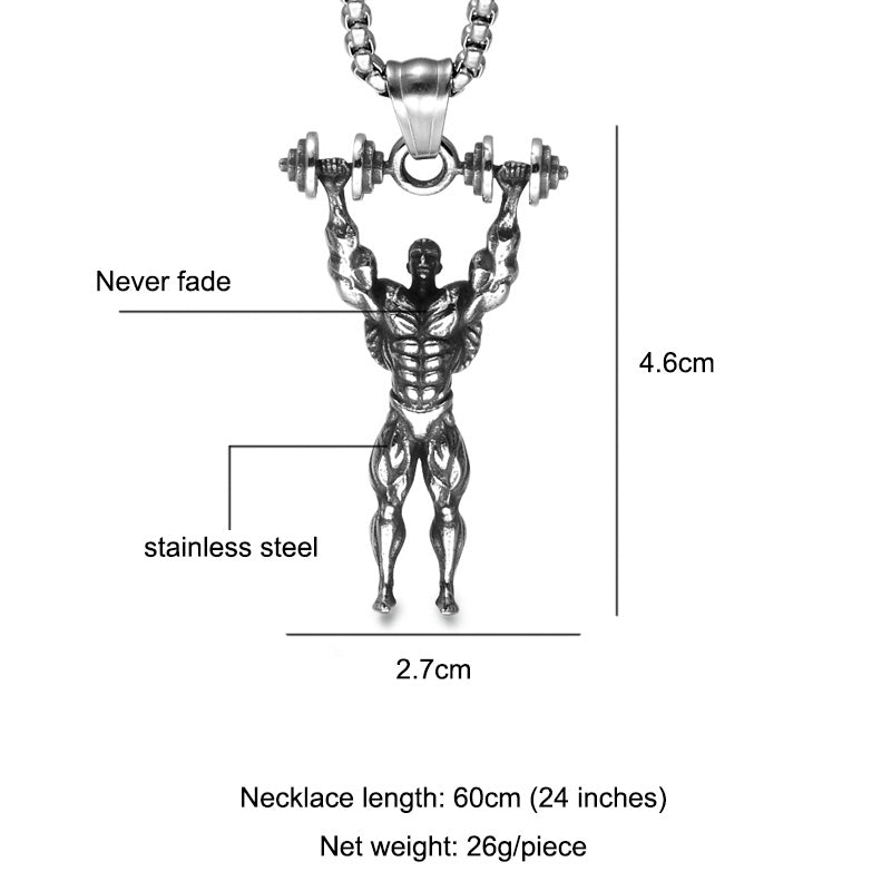 Squat Gains Dumbbell Gym Fitness Barbell Titanium Stainless Steel Pendant Chain