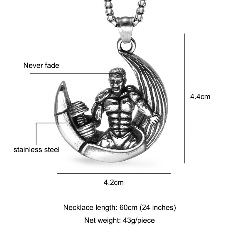 Squat Gains Dumbbell Gym Fitness Barbell Titanium Stainless Steel Pendant Chain
