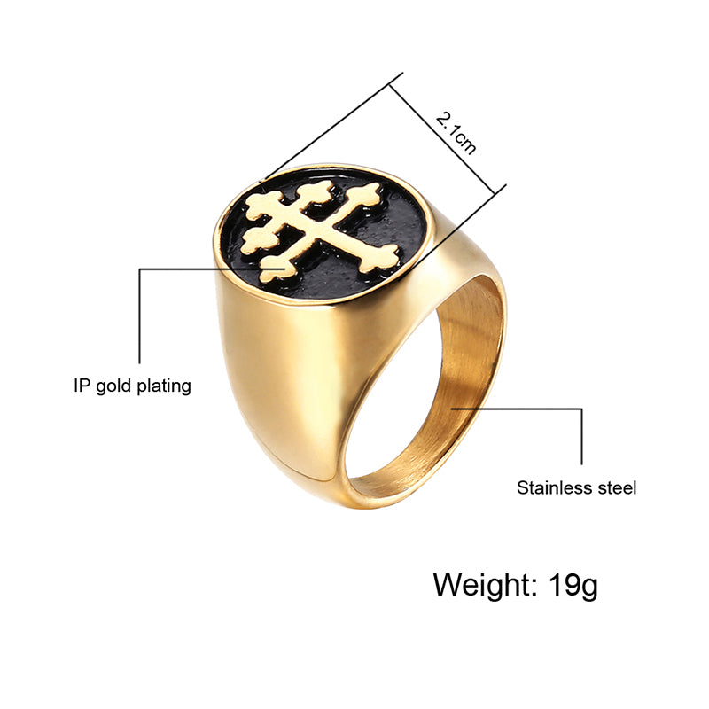 Mens 14k Gold Silver Titanium Stainless Steel Lorraine Cross Ring