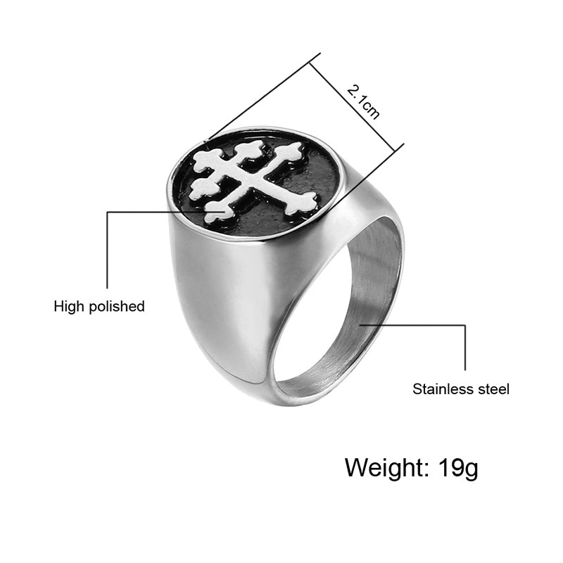 Mens 14k Gold Silver Titanium Stainless Steel Lorraine Cross Ring