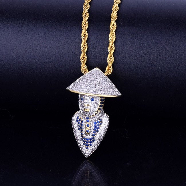 Flooded Ice Mortal Kombat 18k Gold Silver Raiden Pendant Hip Hop Chain Necklace