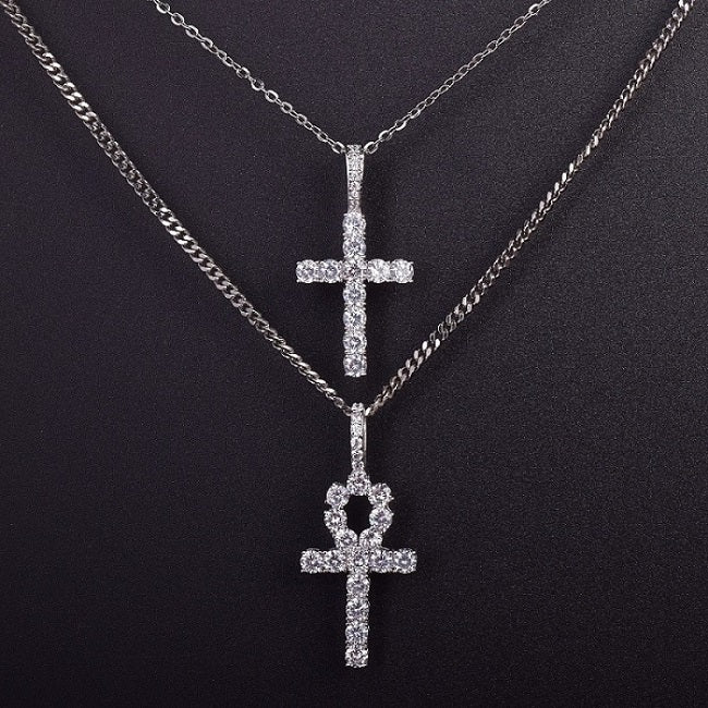 Key To Life | Ankh Cross Gold Silver African Egyptian Pendant Chain Necklace Set