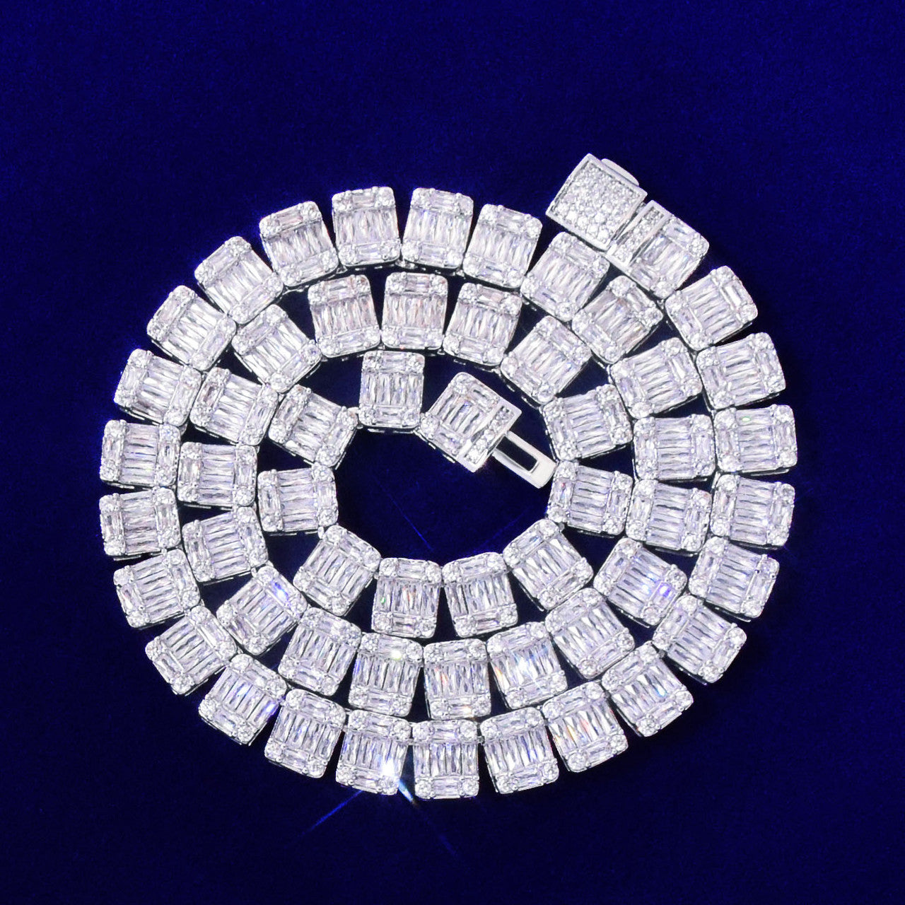 Super Star 9MM Street Rock Square Baguette Flooded Ice Hip Hop Chain Necklace