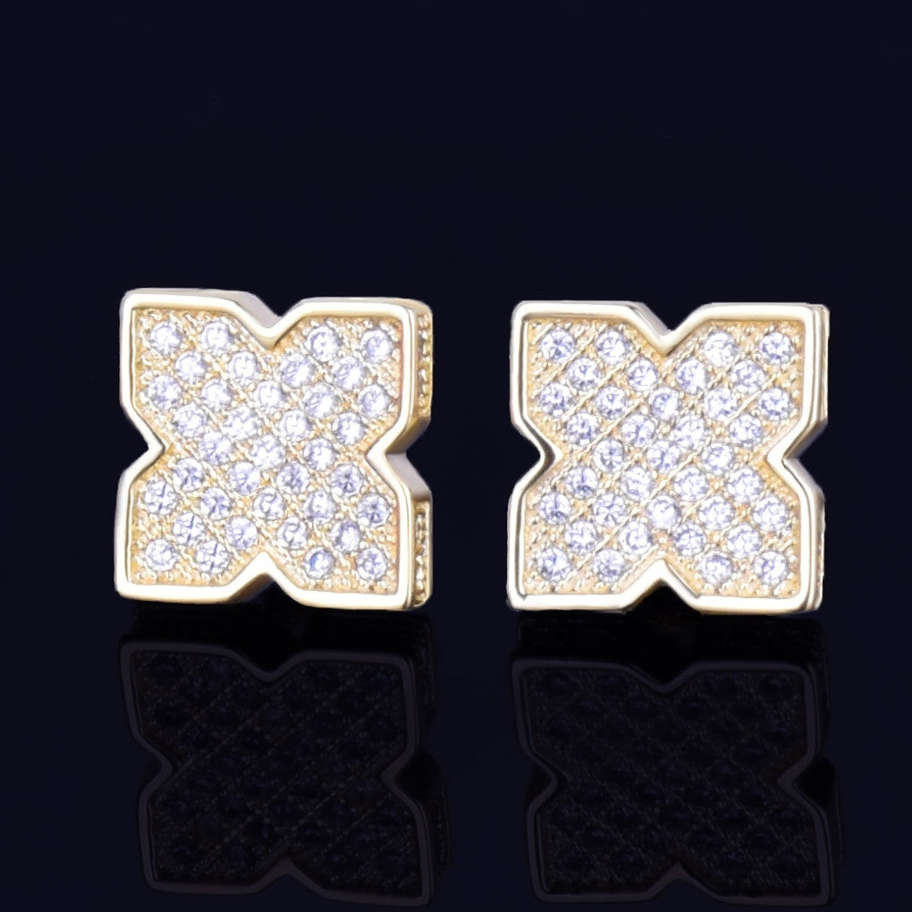 Star Studded | 9MM Silver 14k Gold VVS Diamond CZ Hip Hop Screw Back Earrings
