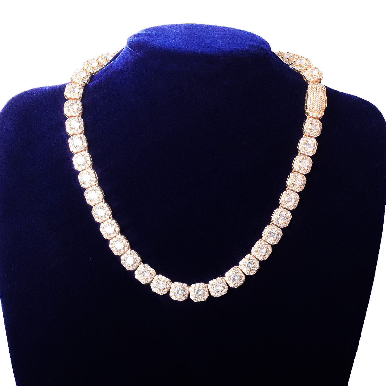 Iced Squares | 24k .925 Silver 9mm Square Cut Center Stone Hip Hop Chain