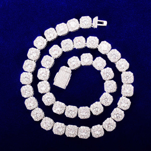 Iced Squares | 24k .925 Silver 9mm Square Cut Center Stone Hip Hop Chain