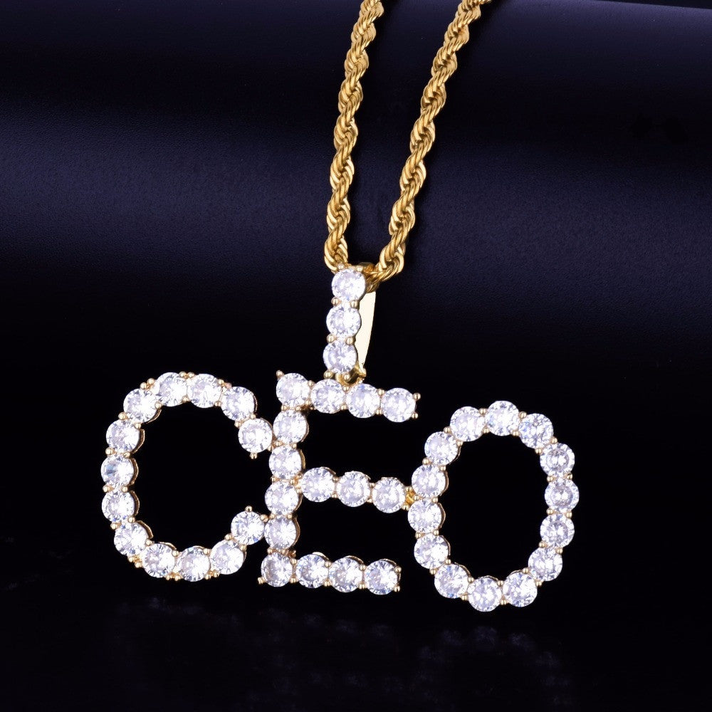 Tennis Letter Flooded Ice Chain Necklace