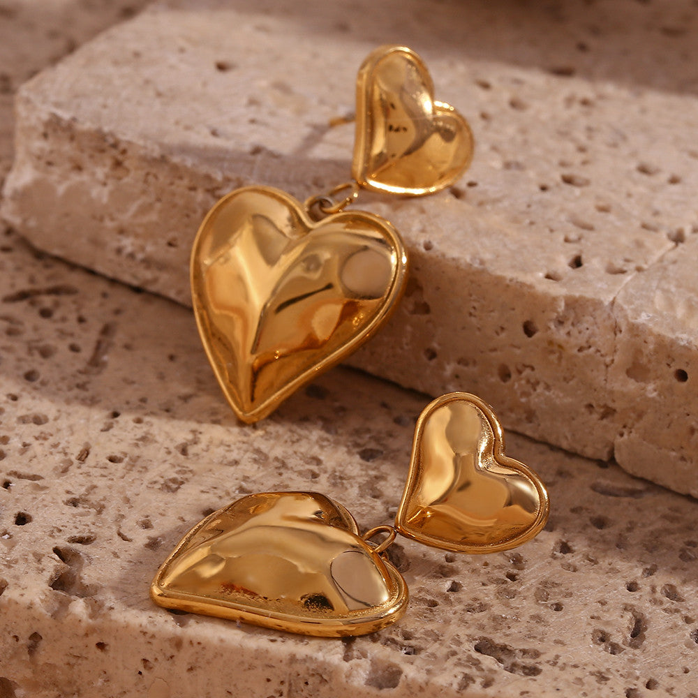 18k Gold Plated Waterproof Stainless Steel No Fading Double Layered Heart Pendant