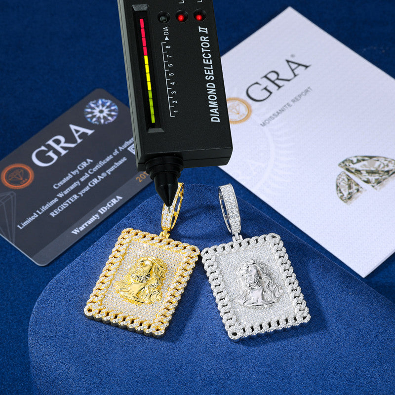 Jesus Tag | Solid 925 Silver Moissanite Diamond Jesus Head Hip Hop Pendant Chain