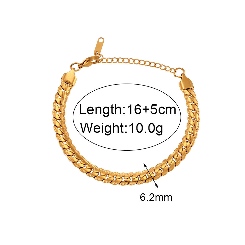 18k Gold Stainless Steel Cuban Rope Tennis Link No Fade Street Style Braclets