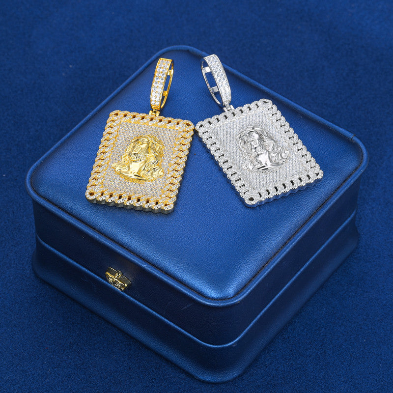 Jesus Tag | Solid 925 Silver Moissanite Diamond Jesus Head Hip Hop Pendant Chain