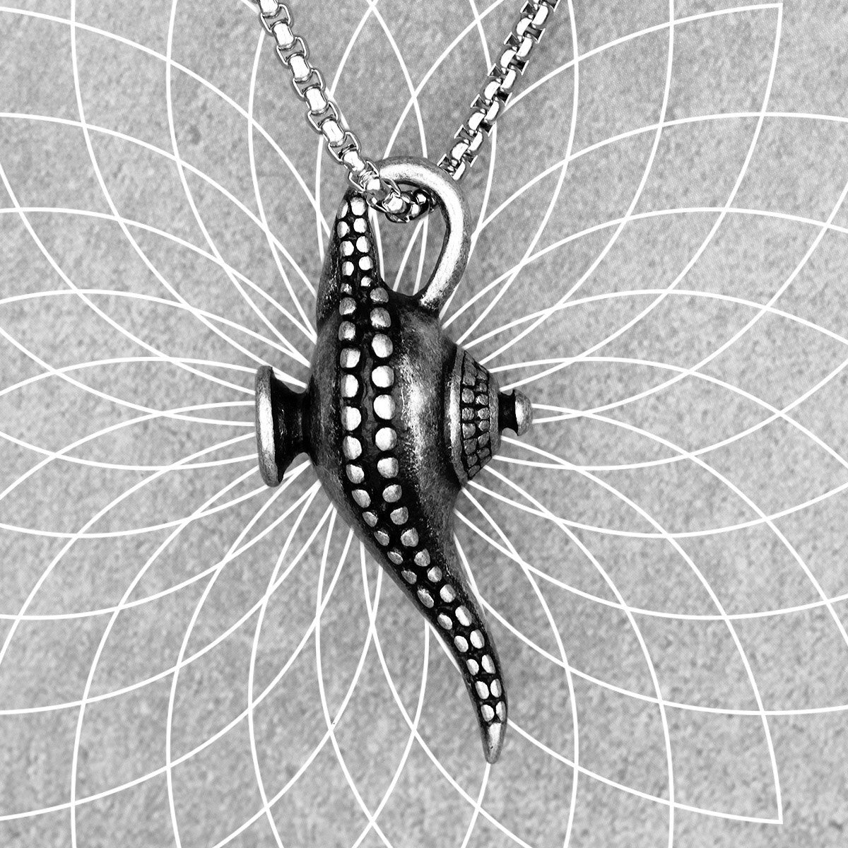 Mens Lucky Charm No Fade Stainless Steel Aladdin's Magic Lamp Pendant Necklace