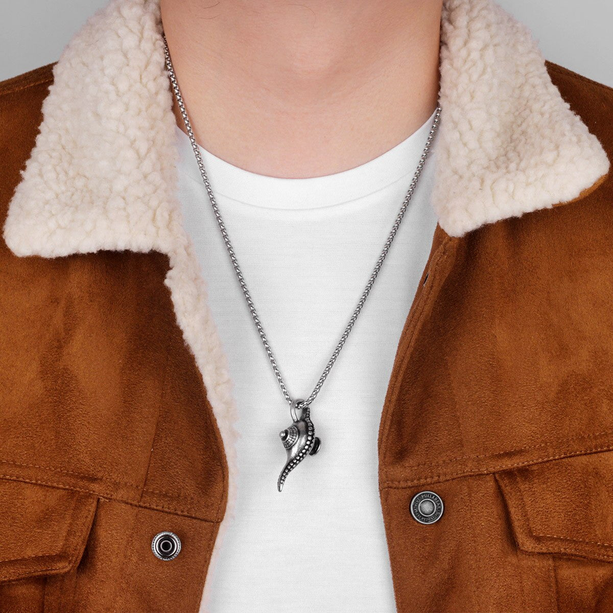 Mens Lucky Charm No Fade Stainless Steel Aladdin's Magic Lamp Pendant Necklace