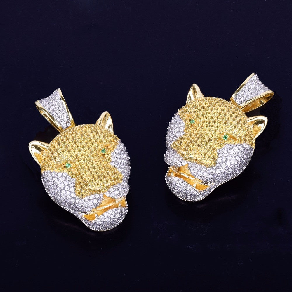 Golden Safari | Micro Pave Leopard VVS Diamond CZ Green Eye Hip Hop Pendant