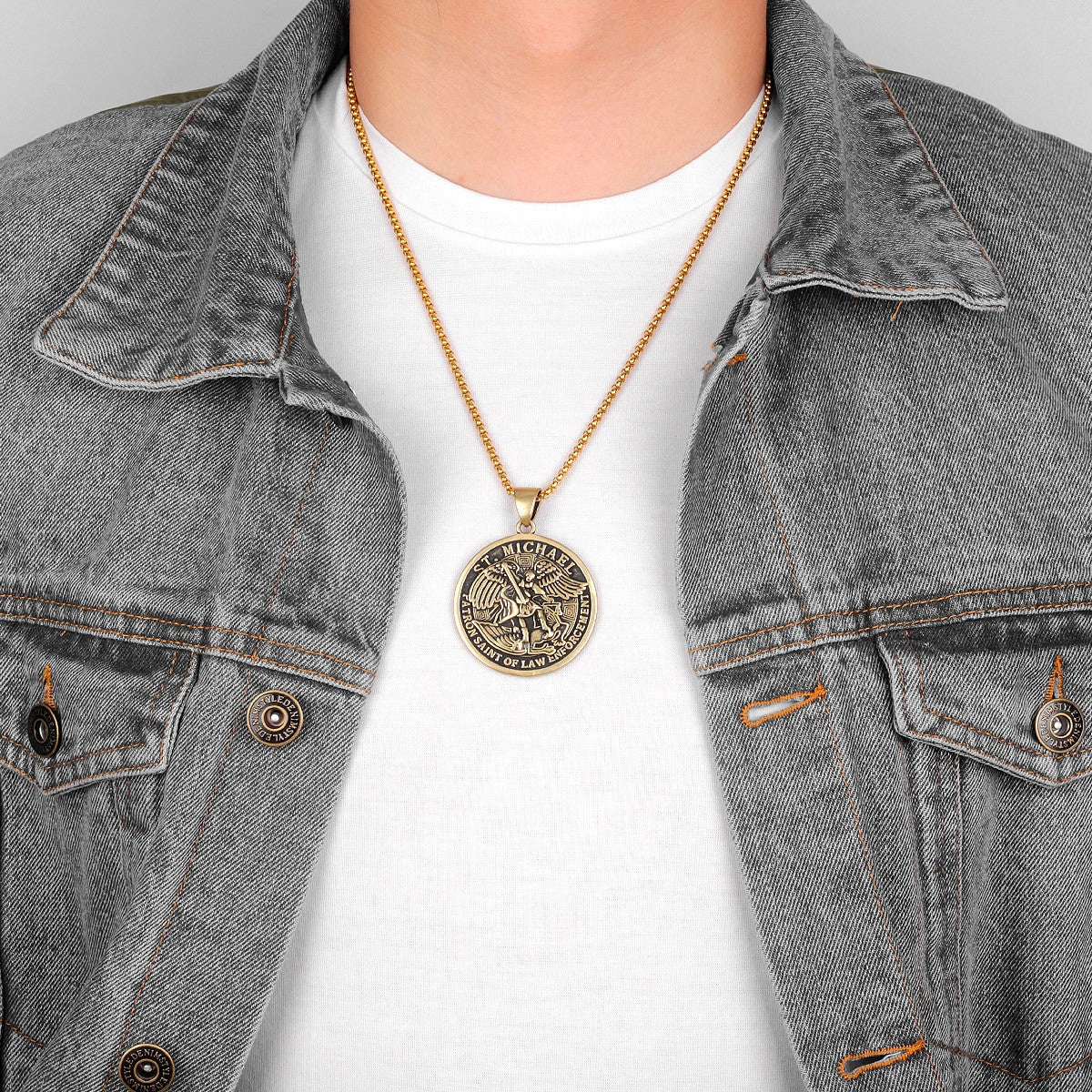 Archangel | No Fade Stainless Steel St Michael Spiritual Pendant Chain Necklace