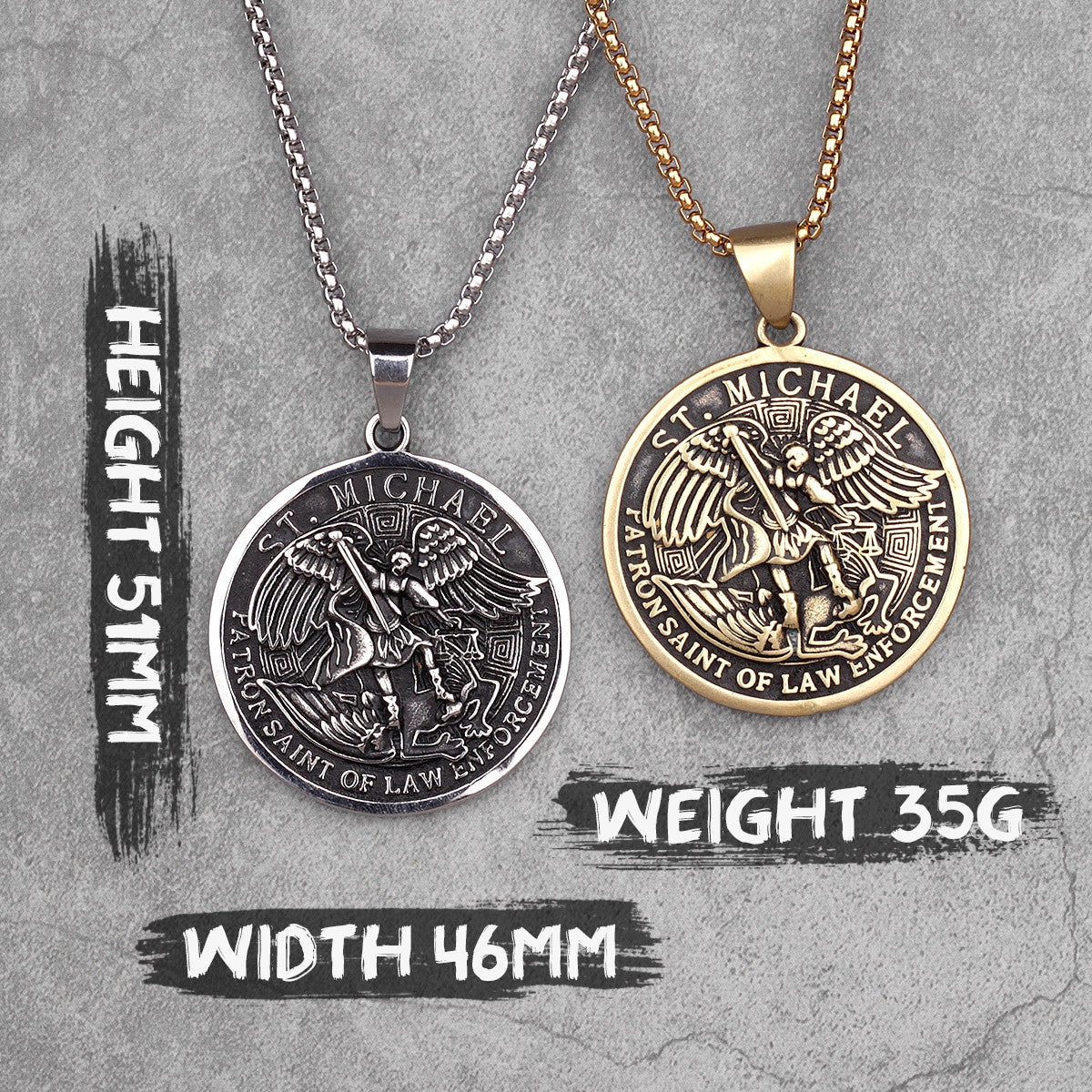Archangel | No Fade Stainless Steel St Michael Spiritual Pendant Chain Necklace