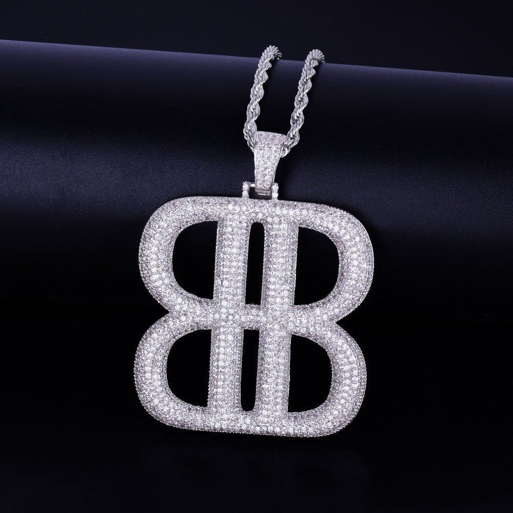 The Big B's Letter Lab Diamond Micro Pave Pendant Chain Necklace