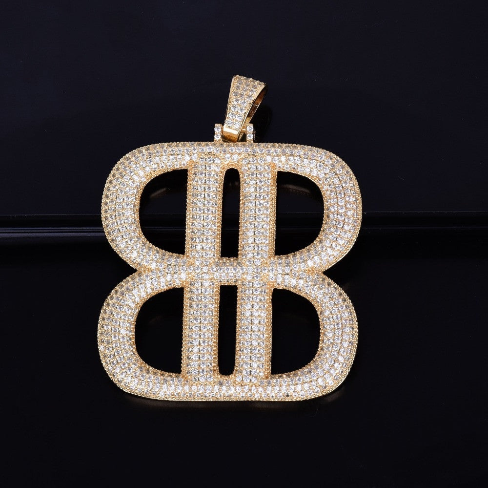 The Big B's Letter Lab Diamond Micro Pave Pendant Chain Necklace