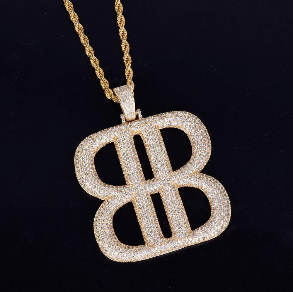 The Big B's Letter Lab Diamond Micro Pave Pendant Chain Necklace