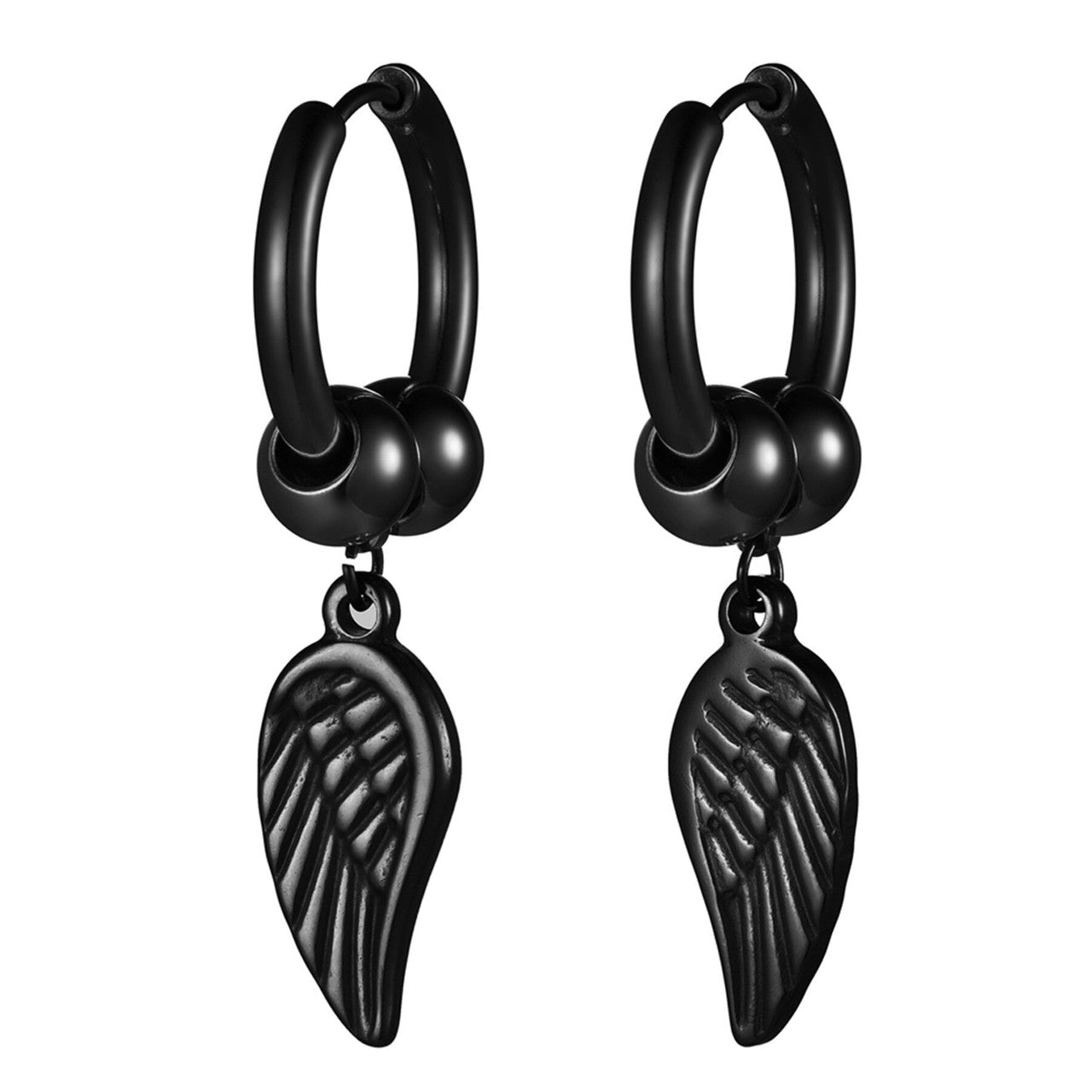 14k Rose Gold Rainbow Color Angel Wings Huggie Style Hoop Stainless Steel High Fashion Earrings