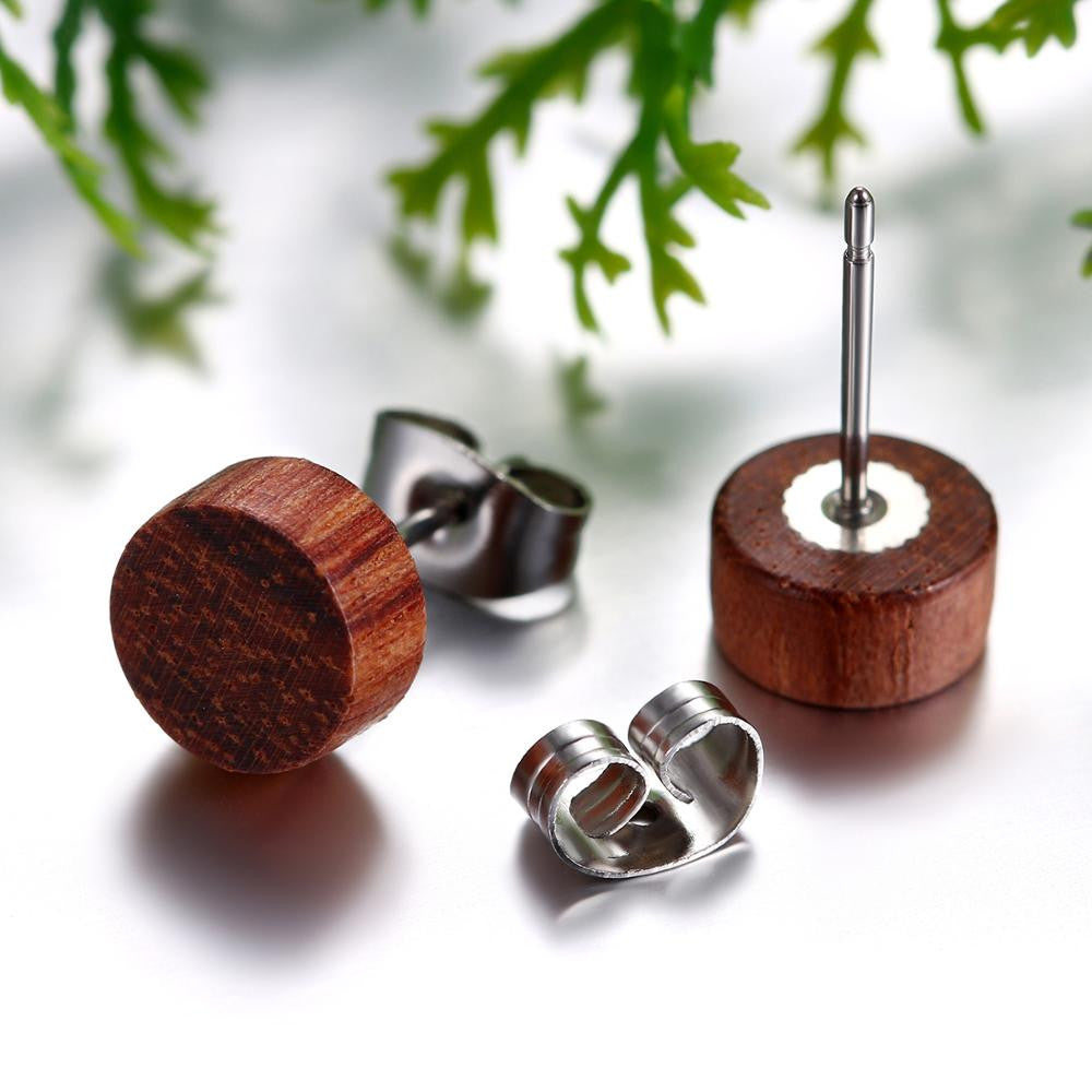 Wooden Stud 6mm - 12mm Wood Stainless Steel Stud New Fashion Earrings
