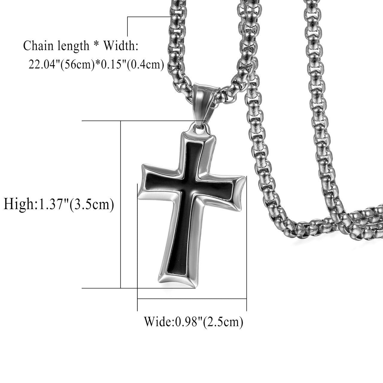Mens Hip Hop Enameled No Fade Stainless Steel Casual Cross Pendant chain Necklace