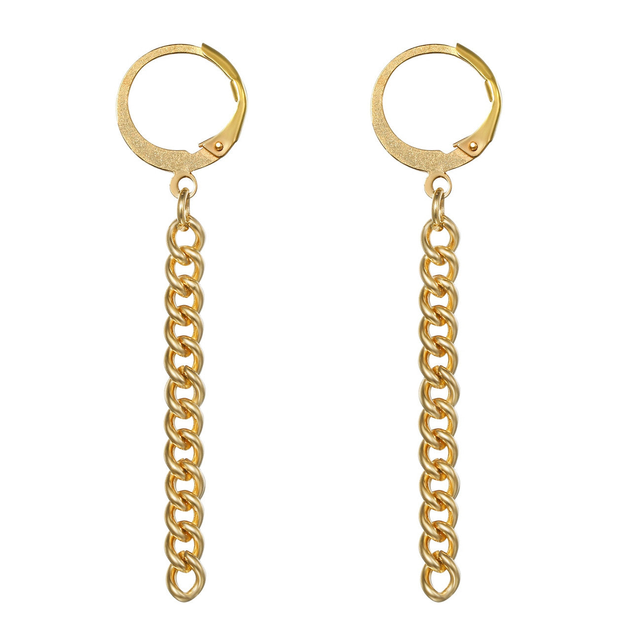 Stainless Steel High Fashion Hoop Tassel Dangling Earrings