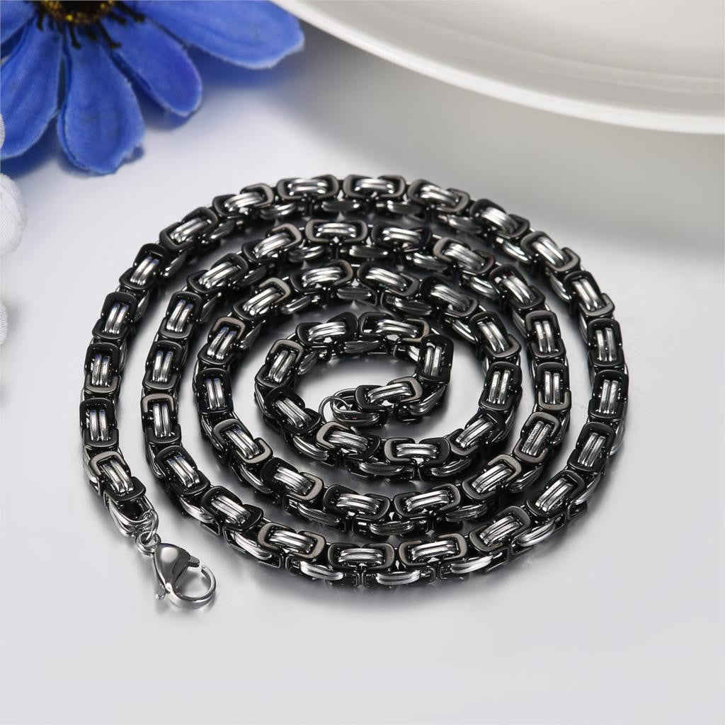 Mens Classic Stainless Steel Black Gold No Fade Hip Hop Casual Chain Necklace