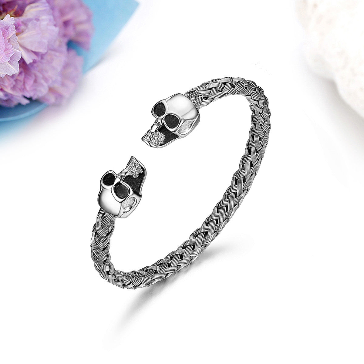 Mens New Fashion Skull Head no Fade Stainless Steel Street Wear Bracelets