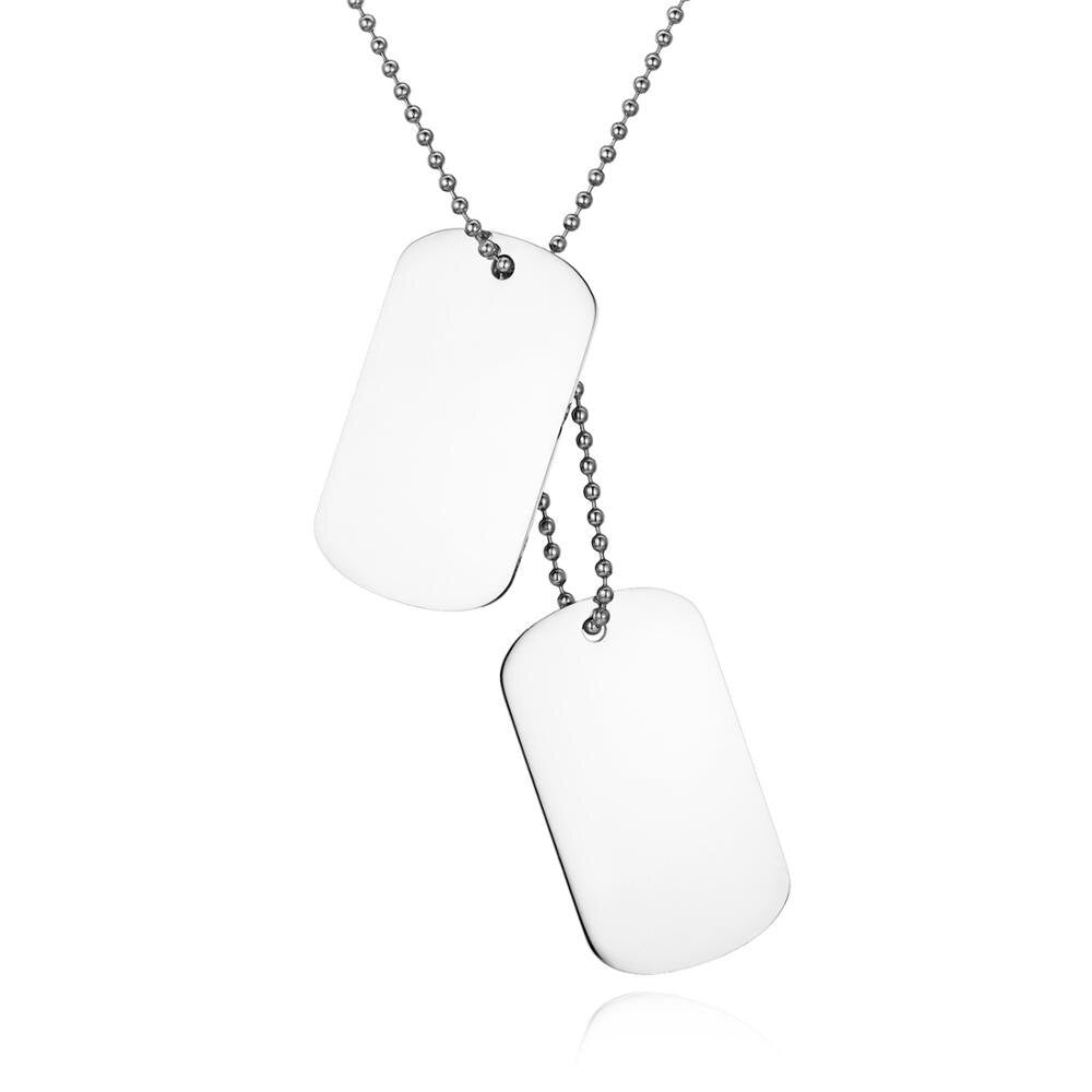Mens Hip Hop Clean Classic Army Military Stainless Steel Dog Tag Pendant Chain Necklaces