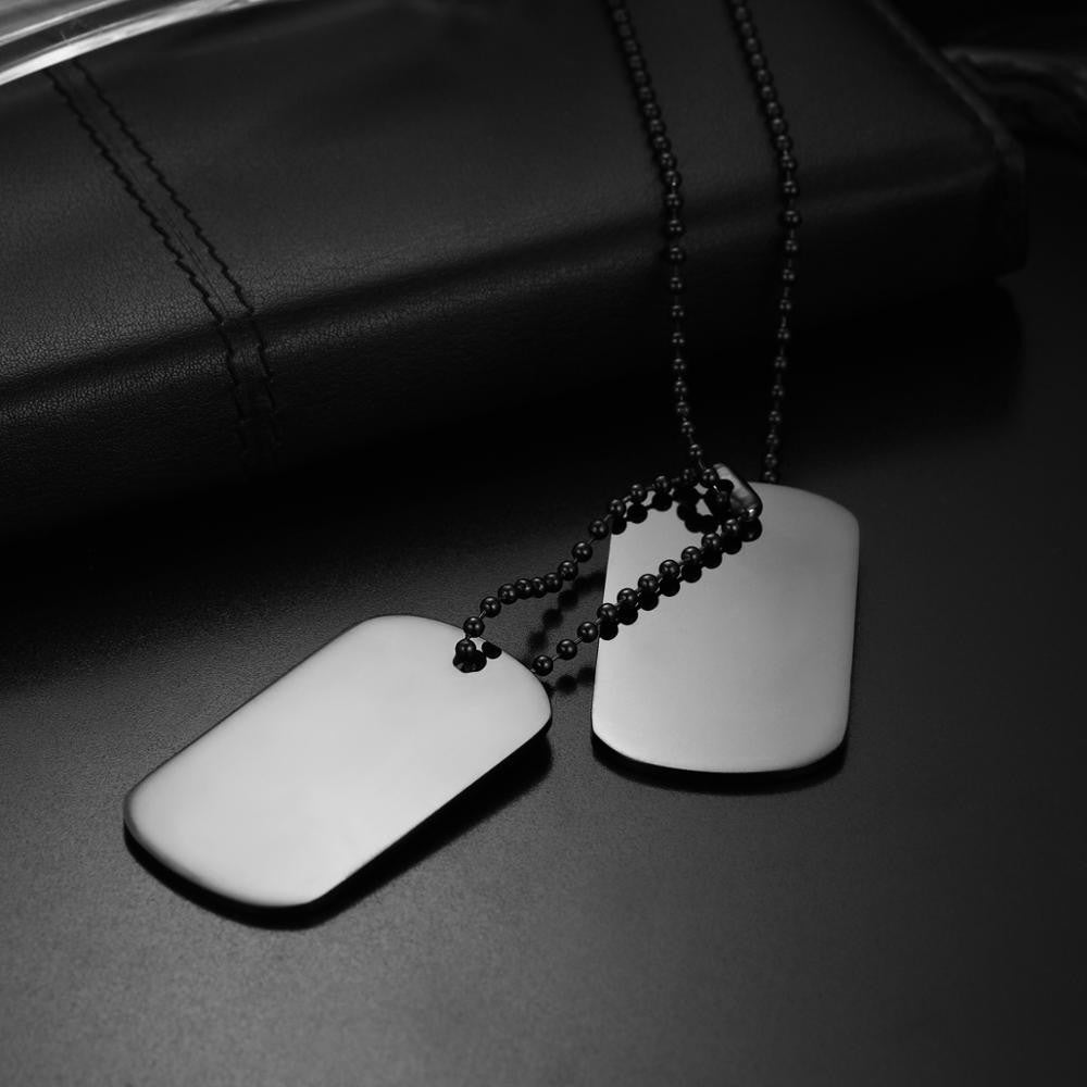 Mens Hip Hop Clean Classic Army Military Stainless Steel Dog Tag Pendant Chain Necklaces