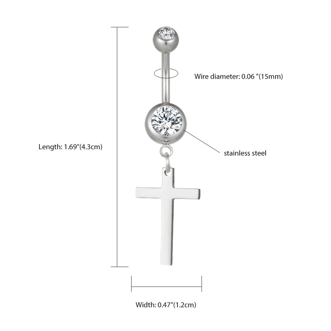 14k Gold Silver Black No Tarnish Bling Bling Stainless Steel Navel Belly Button Rings