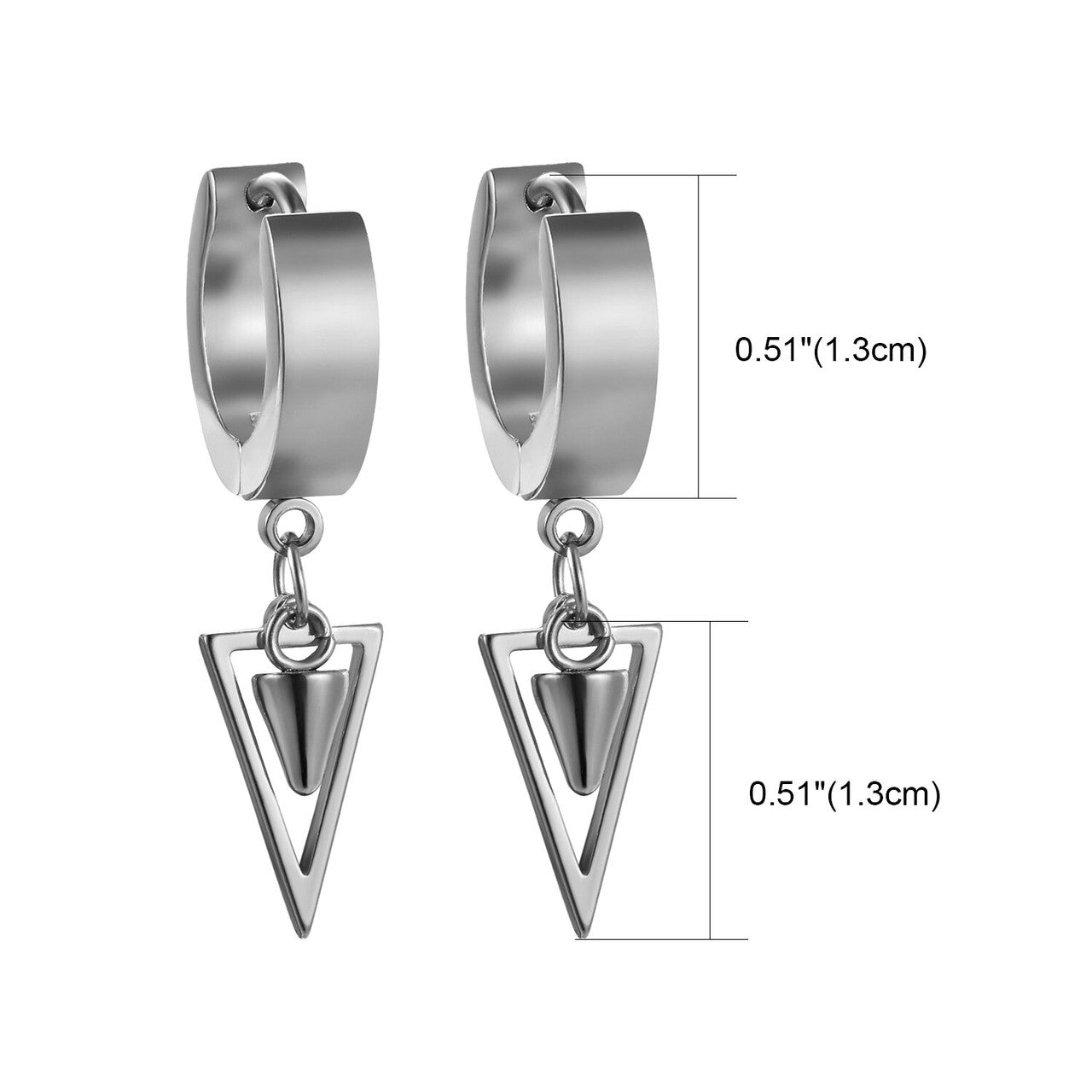 Triangle Hoop Huggie Dangling Unisex High Fashion No Fade Street Wear Classic Earrings
