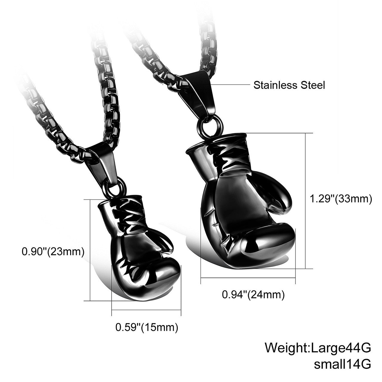 Couples Lovers No Fade Stainless Steel Boxing Gloves Hip Hop Workout Fit Pendants
