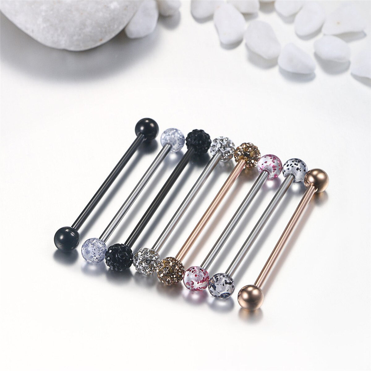 9 Piece Stainless Steel Orelha Long Barbell Ear Cartilage Belly Button Body Piercing Earrings