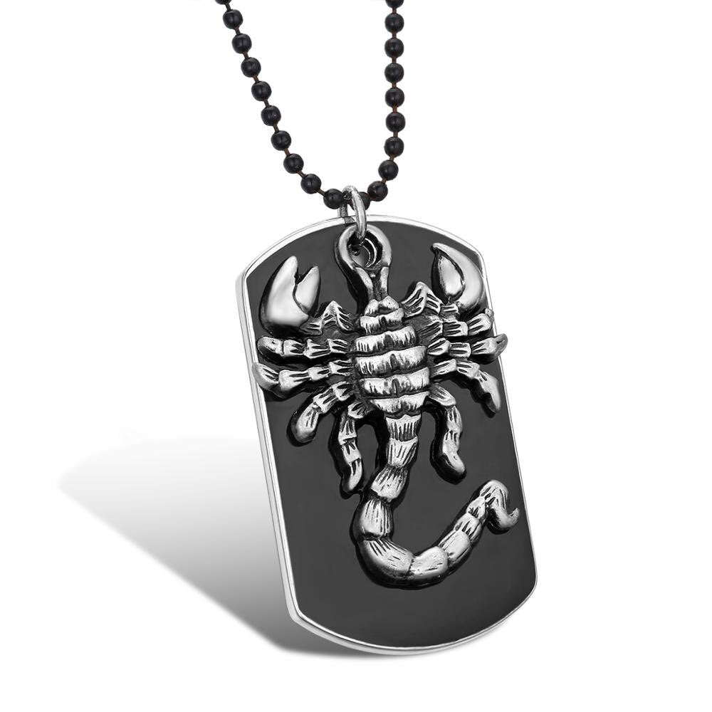 Black Ops Military Silver Scorpion No Fade Stainless Steel Pendant Chain Necklace