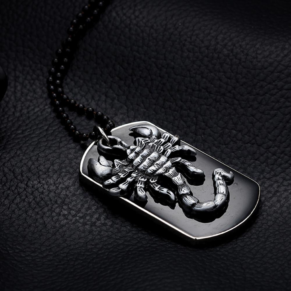 Black Ops Military Silver Scorpion No Fade Stainless Steel Pendant Chain Necklace