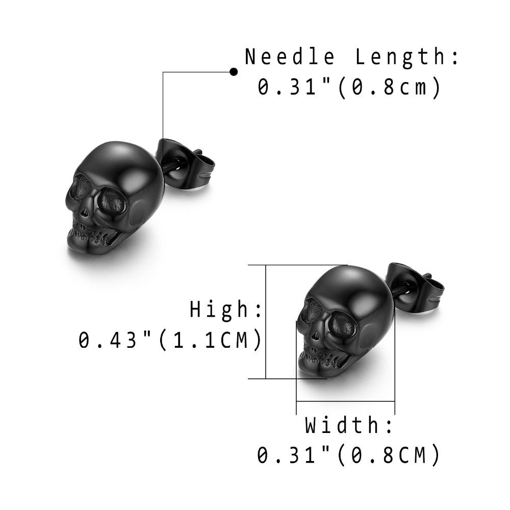 14k Gold Silver Black Stainless Steel Skeleton Skull Rocker Earrings